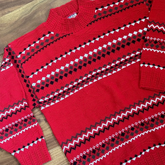 Vintage American Pride Fair Isle Stripe Sweater SMALL Made In USA Unisex - Picture 2 of 9